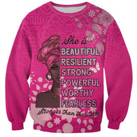 African Women Sweatshirt Black Beautiful Brave and Bressed - Pink Color - Wonder Print Shop