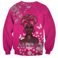 African Women Sweatshirt Black Beautiful Brave and Bressed - Pink Color - Wonder Print Shop