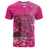 African Women T Shirt Black Beautiful Brave and Bressed - Pink Color - Wonder Print Shop