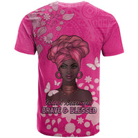African Women T Shirt Black Beautiful Brave and Bressed - Pink Color - Wonder Print Shop