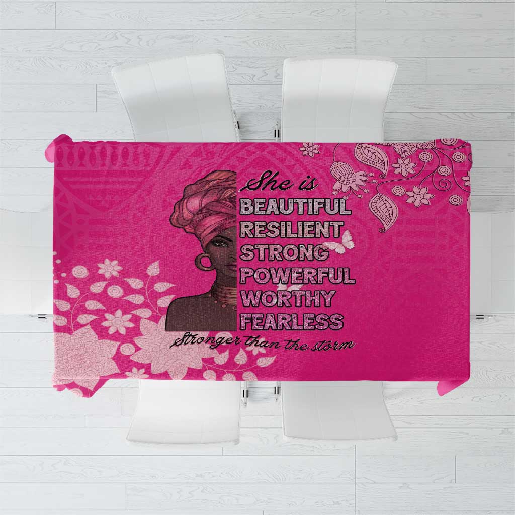 African Women Tablecloth Black Beautiful Brave and Bressed - Pink Color - Wonder Print Shop