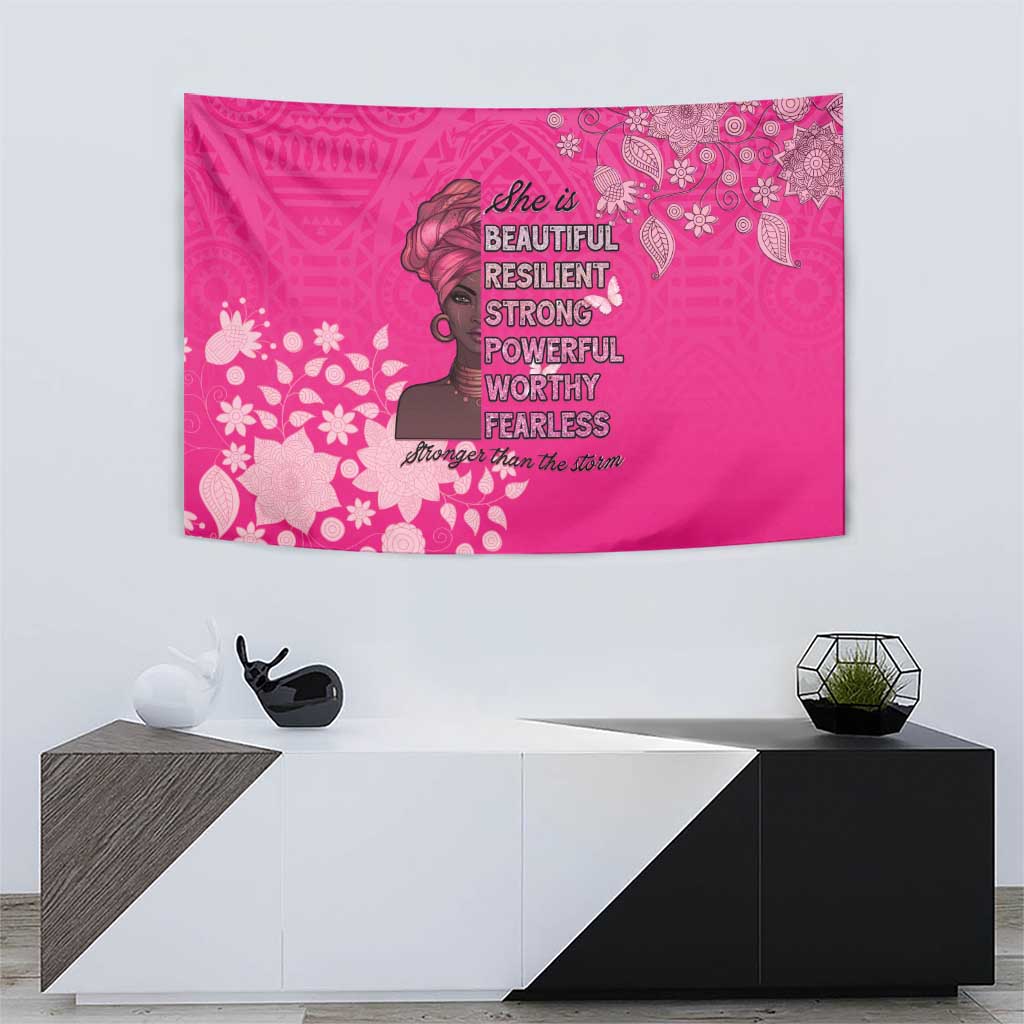 African Women Tapestry Black Beautiful Brave and Bressed - Pink Color - Wonder Print Shop