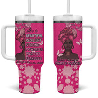 African Women Tumbler With Handle Black Beautiful Brave and Bressed - Pink Color - Wonder Print Shop