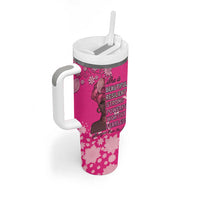 African Women Tumbler With Handle Black Beautiful Brave and Bressed - Pink Color - Wonder Print Shop