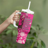 African Women Tumbler With Handle Black Beautiful Brave and Bressed - Pink Color - Wonder Print Shop