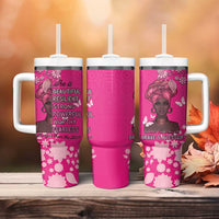 African Women Tumbler With Handle Black Beautiful Brave and Bressed - Pink Color - Wonder Print Shop