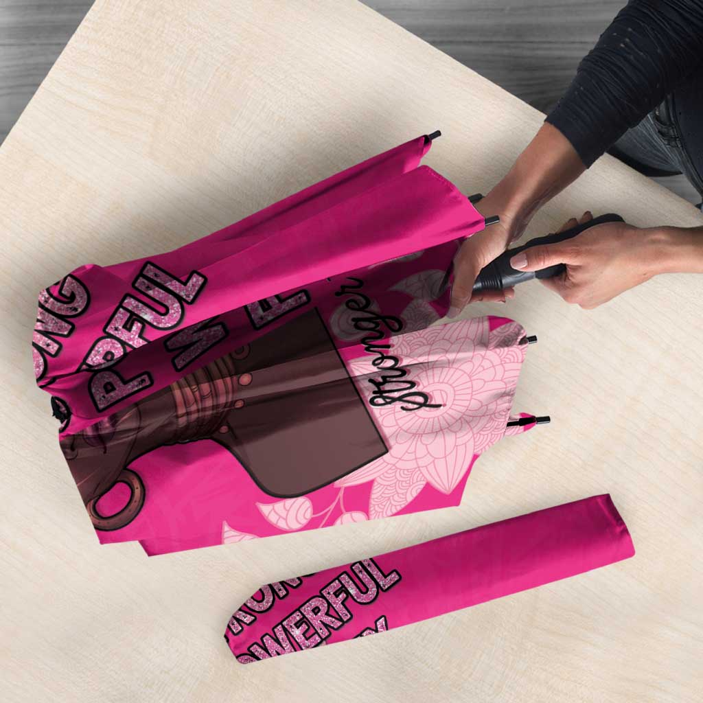 African Women Umbrella Black Beautiful Brave and Bressed - Pink Color - Wonder Print Shop