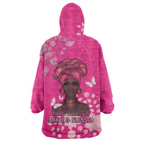 African Women Wearable Blanket Hoodie Black Beautiful Brave and Bressed - Pink Color - Wonder Print Shop