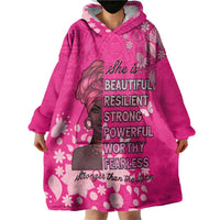 African Women Wearable Blanket Hoodie Black Beautiful Brave and Bressed - Pink Color - Wonder Print Shop
