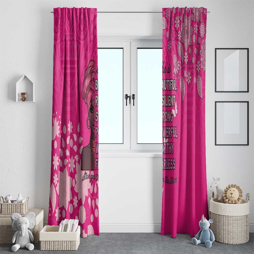 African Women Window Curtain Black Beautiful Brave and Bressed - Pink Color - Wonder Print Shop