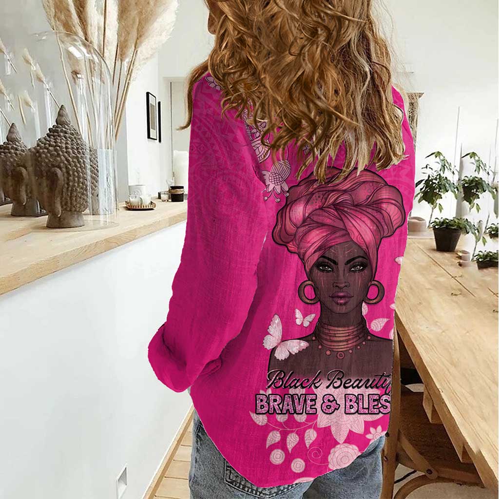African Women Women Casual Shirt Black Beautiful Brave and Bressed - Pink Color - Wonder Print Shop