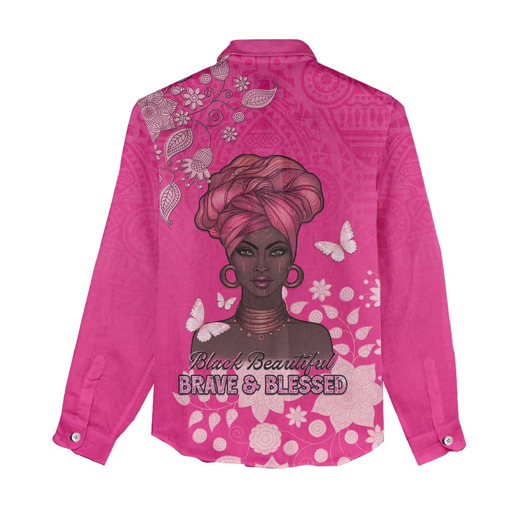 African Women Women Casual Shirt Black Beautiful Brave and Bressed - Pink Color - Wonder Print Shop