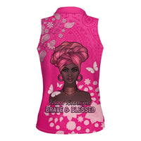 African Women Women Sleeveless Polo Shirt Black Beautiful Brave and Bressed - Pink Color - Wonder Print Shop