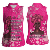 African Women Women Sleeveless Polo Shirt Black Beautiful Brave and Bressed - Pink Color - Wonder Print Shop
