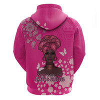 African Women Zip Hoodie Black Beautiful Brave and Bressed - Pink Color - Wonder Print Shop