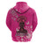 African Women Zip Hoodie Black Beautiful Brave and Bressed - Pink Color - Wonder Print Shop