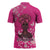 African Women Zipper Polo Shirt Black Beautiful Brave and Bressed - Pink Color - Wonder Print Shop