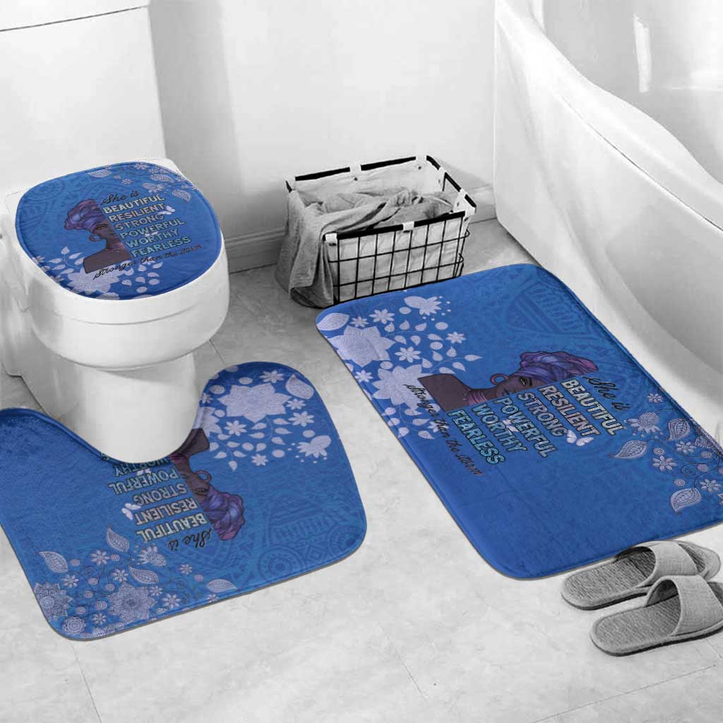 African Women Bathroom Set Black Beautiful Brave and Bressed - Blue Color - Wonder Print Shop