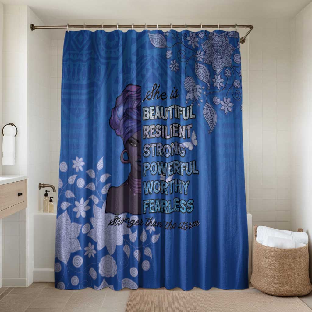 African Women Bathroom Set Black Beautiful Brave and Bressed - Blue Color - Wonder Print Shop
