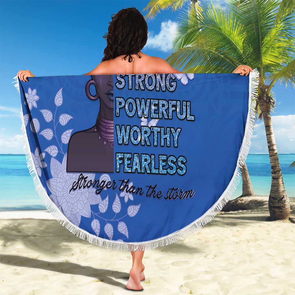 African Women Beach Blanket Black Beautiful Brave and Bressed - Blue Color - Wonder Print Shop