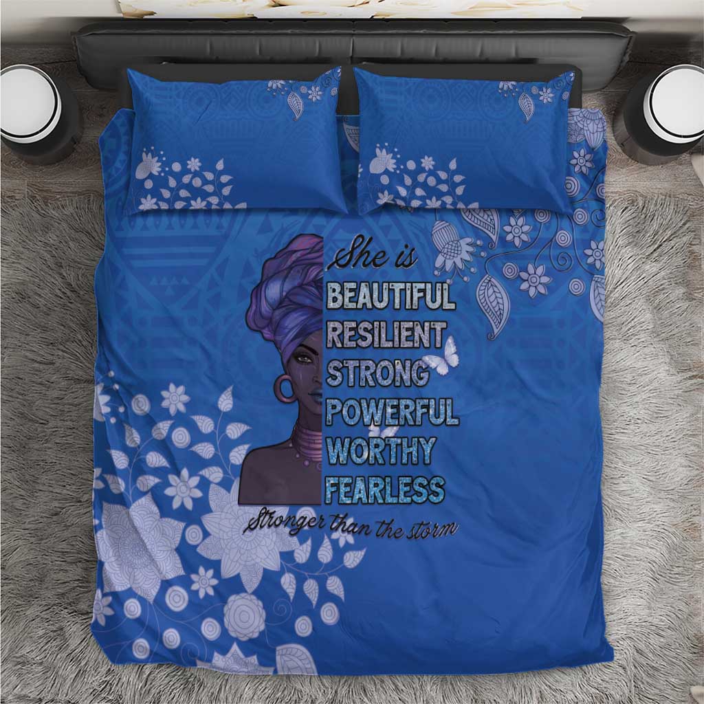 African Women Bedding Set Black Beautiful Brave and Bressed - Blue Color - Wonder Print Shop