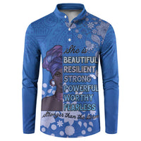 African Women Button Sweatshirt Black Beautiful Brave and Bressed - Blue Color - Wonder Print Shop