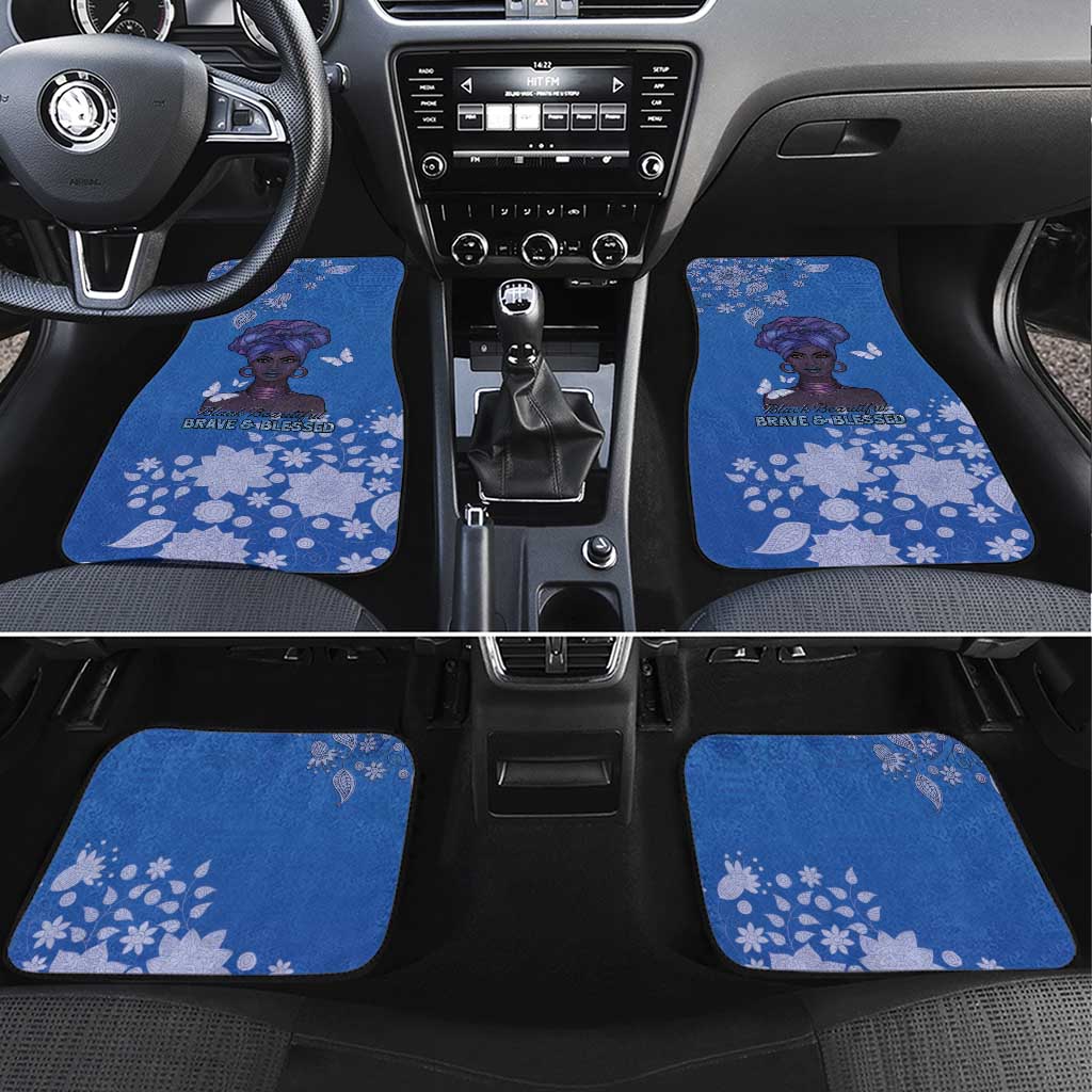African Women Car Mats Black Beautiful Brave and Bressed - Blue Color - Wonder Print Shop