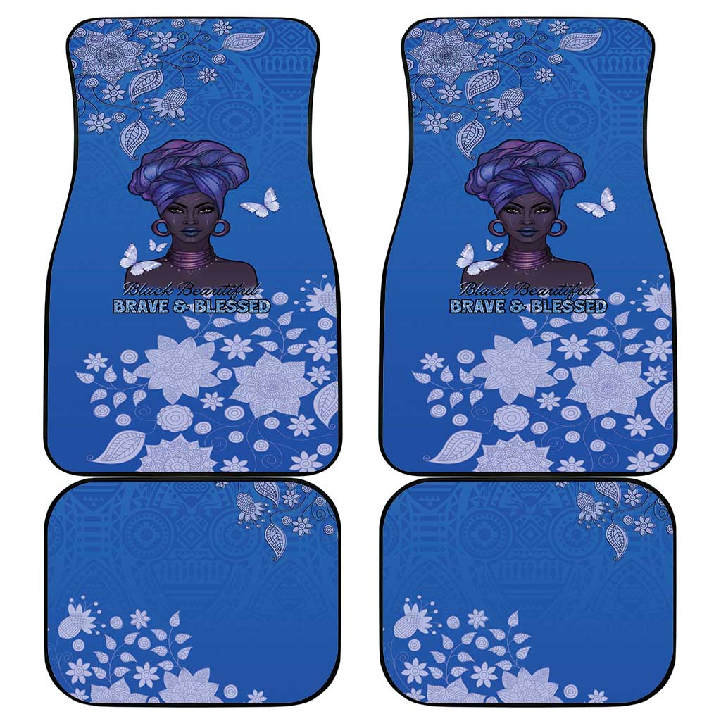 African Women Car Mats Black Beautiful Brave and Bressed - Blue Color - Wonder Print Shop