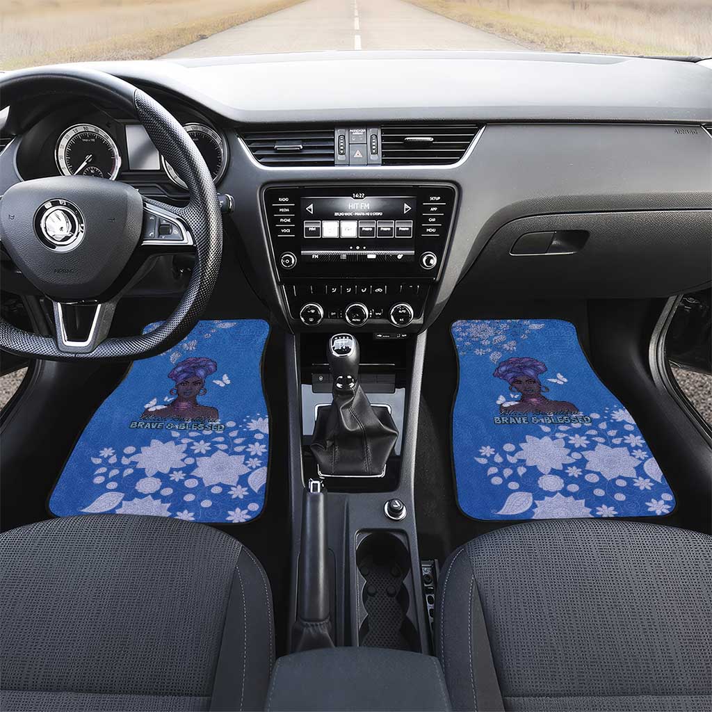 African Women Car Mats Black Beautiful Brave and Bressed - Blue Color - Wonder Print Shop