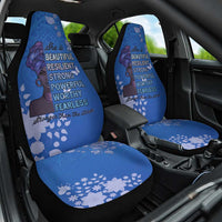 African Women Car Seat Cover Black Beautiful Brave and Bressed - Blue Color - Wonder Print Shop