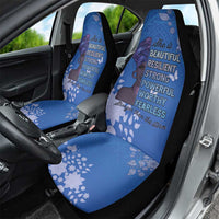 African Women Car Seat Cover Black Beautiful Brave and Bressed - Blue Color - Wonder Print Shop
