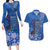 African Women Couples Matching Long Sleeve Bodycon Dress and Hawaiian Shirt Black Beautiful Brave and Bressed - Blue Color - Wonder Print Shop