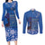 African Women Couples Matching Long Sleeve Bodycon Dress and Long Sleeve Button Shirt Black Beautiful Brave and Bressed - Blue Color - Wonder Print Shop