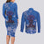 African Women Couples Matching Long Sleeve Bodycon Dress and Long Sleeve Button Shirt Black Beautiful Brave and Bressed - Blue Color - Wonder Print Shop