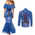 African Women Couples Matching Mermaid Dress and Long Sleeve Button Shirt Black Beautiful Brave and Bressed - Blue Color - Wonder Print Shop