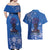 African Women Couples Matching Off Shoulder Maxi Dress and Hawaiian Shirt Black Beautiful Brave and Bressed - Blue Color - Wonder Print Shop