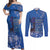 African Women Couples Matching Off Shoulder Maxi Dress and Long Sleeve Button Shirt Black Beautiful Brave and Bressed - Blue Color - Wonder Print Shop