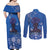 African Women Couples Matching Off Shoulder Maxi Dress and Long Sleeve Button Shirt Black Beautiful Brave and Bressed - Blue Color - Wonder Print Shop