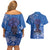 African Women Couples Matching Off Shoulder Short Dress and Hawaiian Shirt Black Beautiful Brave and Bressed - Blue Color - Wonder Print Shop