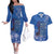 African Women Couples Matching Off The Shoulder Long Sleeve Dress and Hawaiian Shirt Black Beautiful Brave and Bressed - Blue Color - Wonder Print Shop