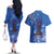 African Women Couples Matching Off The Shoulder Long Sleeve Dress and Hawaiian Shirt Black Beautiful Brave and Bressed - Blue Color - Wonder Print Shop