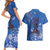 African Women Couples Matching Short Sleeve Bodycon Dress and Hawaiian Shirt Black Beautiful Brave and Bressed - Blue Color - Wonder Print Shop