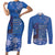 African Women Couples Matching Short Sleeve Bodycon Dress and Long Sleeve Button Shirt Black Beautiful Brave and Bressed - Blue Color - Wonder Print Shop
