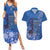 African Women Couples Matching Summer Maxi Dress and Hawaiian Shirt Black Beautiful Brave and Bressed - Blue Color - Wonder Print Shop