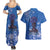 African Women Couples Matching Summer Maxi Dress and Hawaiian Shirt Black Beautiful Brave and Bressed - Blue Color - Wonder Print Shop