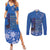 African Women Couples Matching Summer Maxi Dress and Long Sleeve Button Shirt Black Beautiful Brave and Bressed - Blue Color - Wonder Print Shop