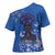 African Women Cross Shoulder Shirt Black Beautiful Brave and Bressed - Blue Color - Wonder Print Shop
