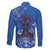 African Women Family Matching Off The Shoulder Long Sleeve Dress and Hawaiian Shirt Black Beautiful Brave and Bressed - Blue Color - Wonder Print Shop