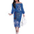 African Women Family Matching Off The Shoulder Long Sleeve Dress and Hawaiian Shirt Black Beautiful Brave and Bressed - Blue Color - Wonder Print Shop