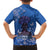 African Women Family Matching Off Shoulder Short Dress and Hawaiian Shirt Black Beautiful Brave and Bressed - Blue Color - Wonder Print Shop